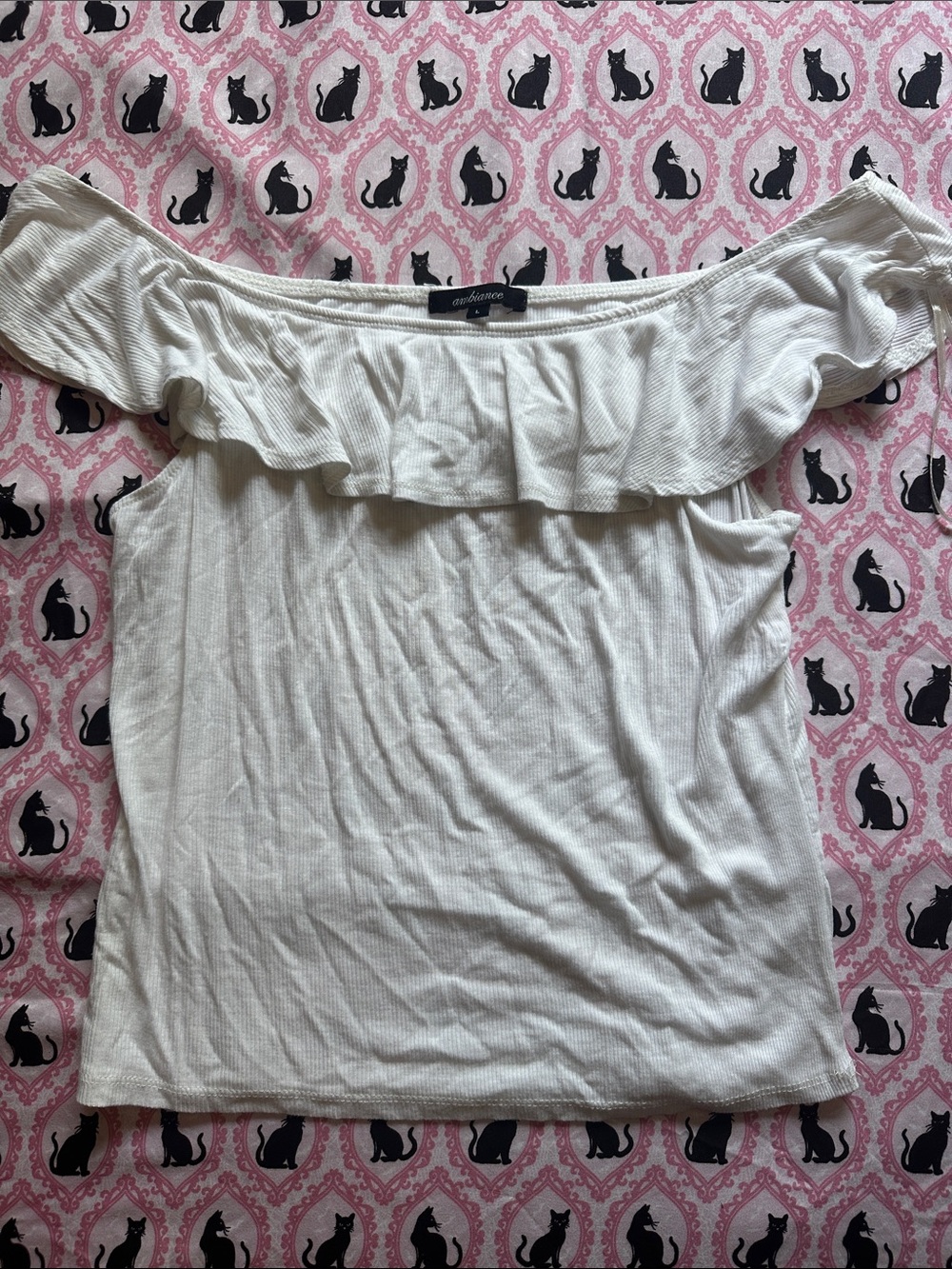 3/$15 Cream Off Shoulder Ruffle Top